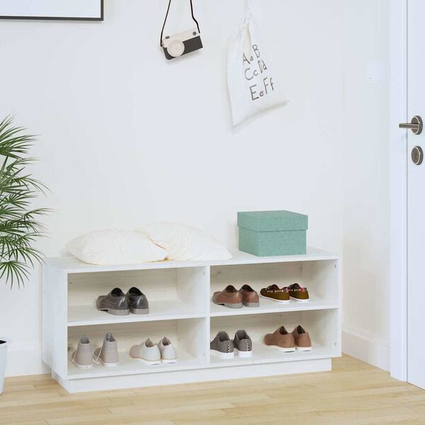 vidaXL Schuhregal Wei&szlig; 110x34x45 cm Massivholz Kiefer