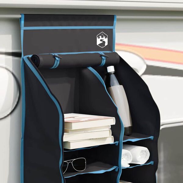 vidaXL Hängender Zeltorganizer mit 10 Taschen mit Speicher Schwarz