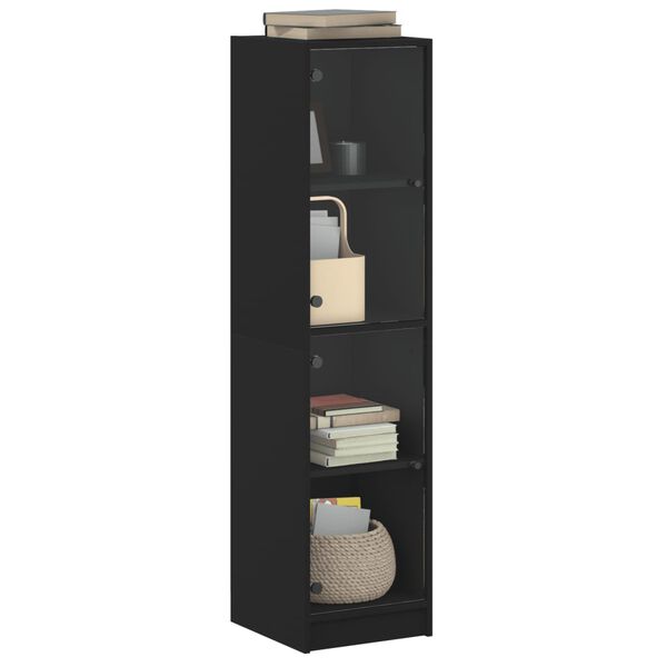 vidaXL Highboard mit Glast&uuml;ren Schwarz 35x37x142 cm