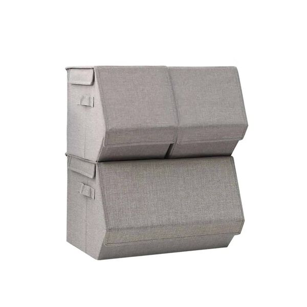 vidaXL 3-tlg. Aufbewahrungsboxen-Set Stapelbar Stoff Grau