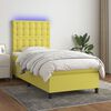 vidaXL Boxspringbett mit Matratze & LED Gr&uuml;n 90x200 cm Stoff