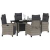 vidaXL Garten Essgruppe mit Kissen 5 pcs Grau Poly-Rattan
