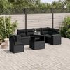 vidaXL 7-tlg. Garten-Sofagarnitur mit Kissen Schwarz Poly Rattan