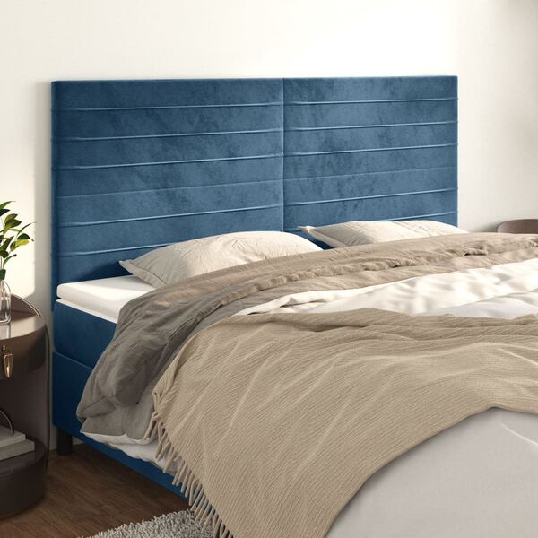 vidaXL Kopfteil Dunkelblau 160 x 5 x 118/128 cm Samt