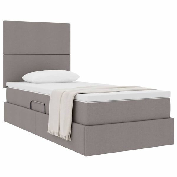 vidaXL Aufbewahrungsbett mit Matratze Taupe 90 x 190 cm Polyester