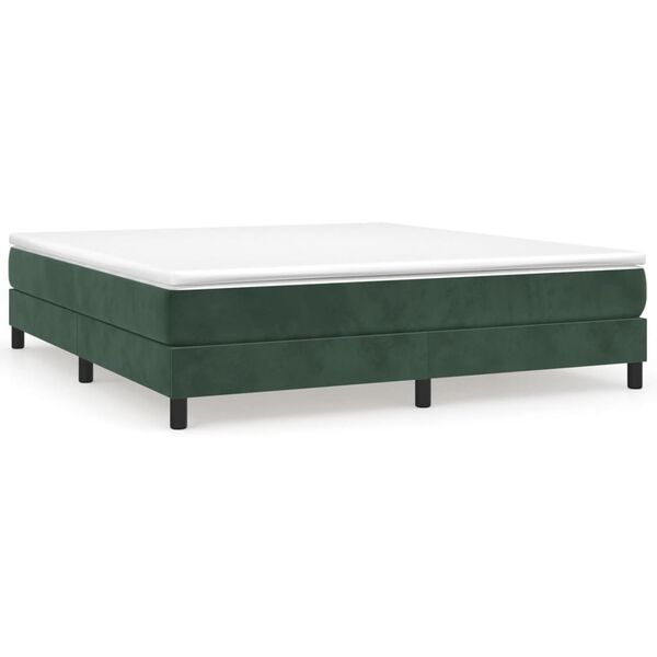 vidaXL Boxspringbett mit Matratze Dunkelgr&uuml;n 180x200 cm Samt