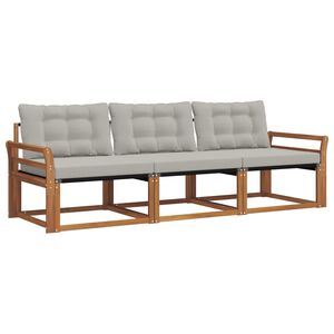 vidaXL Outdoor-Sofagarnitur mit Kissen 3 pcs Nat&uuml;rlich und Hellgrau