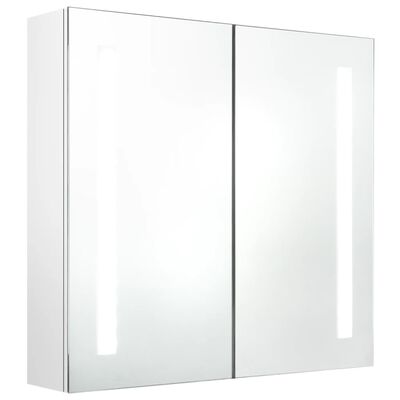 vidaXL LED-Bad-Spiegelschrank Glänzendes Weiß 62x14x60 cm