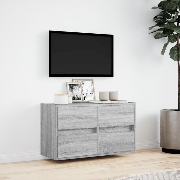 vidaXL TV-Wandschrank mit LED-Beleuchtung Grau Sonoma 80x31x45 cm