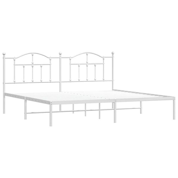 vidaXL Bettgestell mit Kopfteil Metall Wei&szlig; 193x203 cm