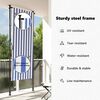 vidaXL Au&szlig;enrollo Blau und Wei&szlig; 120x270 cm Stoff und Stahl