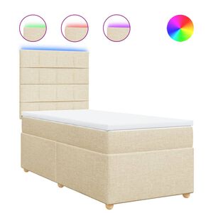 vidaXL Boxspringbett mit Matratze Creme 80x200 cm Stoff
