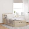 vidaXL Ottoman-Bett mit Matratze & LEDs Creme 90x190 cm Stoff