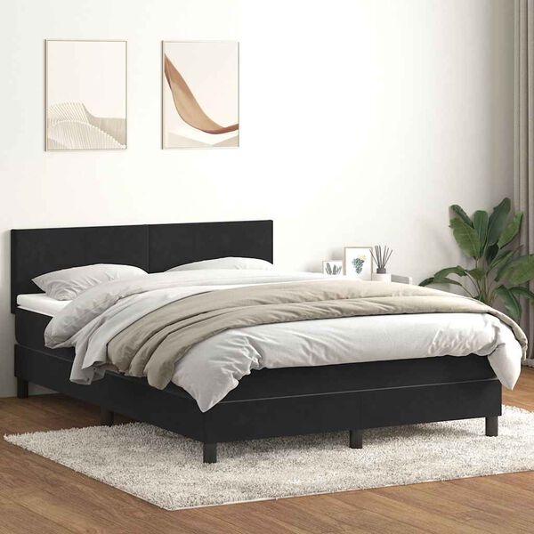 vidaXL Boxspringbett mit Matratze & LED Schwarz 160x210 cm Samt
