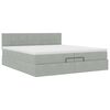 vidaXL Ottoman-Bett mit Matratzen & LEDs Hellgrau 200x200 cm Samt