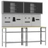 vidaXL Werkbank-Set 8 pcs Schwarz und Grau Pulverbeschichteter Stahl