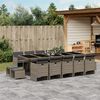 vidaXL 15-tlg. Garten-Essgruppe mit Kissen Grau Poly Rattan