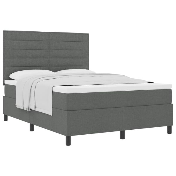 vidaXL Boxspringbett mit Matratze Dunkelgrau 160 x 200 cm Stoff