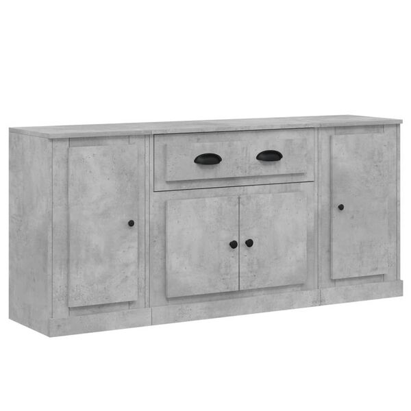 vidaXL Sideboards 3 Stk. Betongrau Holzwerkstoff