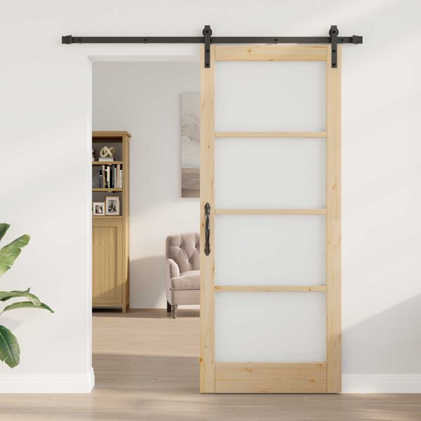 vidaXL Schiebet&uuml;r ORKDAL Nat&uuml;rlich und Schwarz 86 x 211 cm