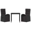 vidaXL Garten Essgruppe mit Kissen 3 pcs Schwarz Poly-Rattan