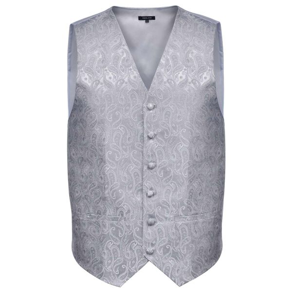 vidaXL Hochzeitswesten Set f&uuml;r M&auml;nner Silber 56 Polyester