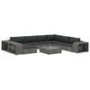 vidaXL 10-tlg. Garten-Lounge-Set mit Auflagen Poly Rattan Grau