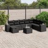 vidaXL 9-tlg. Garten-Sofagarnitur mit Kissen Schwarz Poly Rattan
