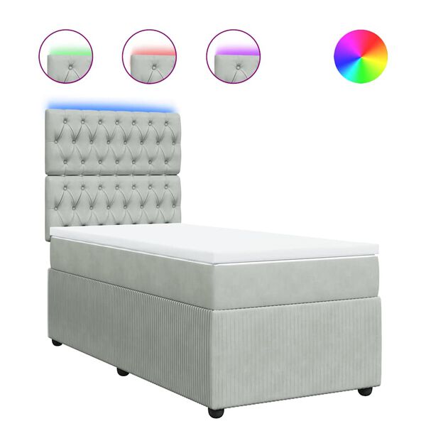 vidaXL Boxspringbett mit Matratze Hellgrau 80x200 cm Samt