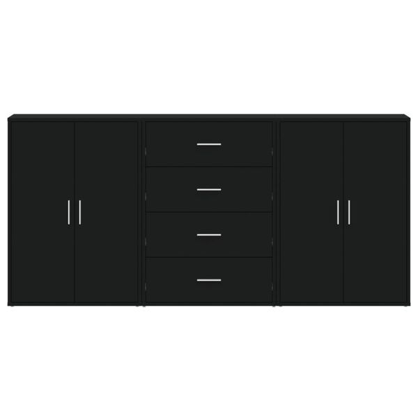 vidaXL Sideboards 3 Stk. Schwarz 60x31x84 cm Holzwerkstoff