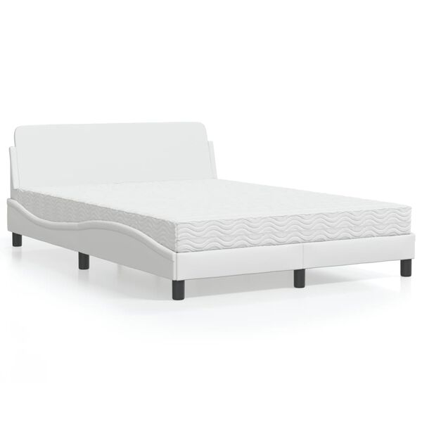 vidaXL Bett mit Matratze "Dover" Wei&szlig; 140x190 cm Kunstleder