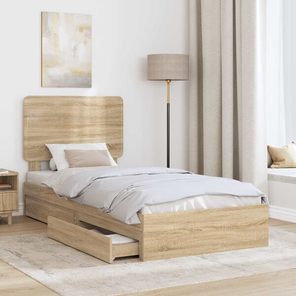 vidaXL Aufbewahrungsbett Sonoma-Eiche 100 x 200 cm Holzwerkstoff