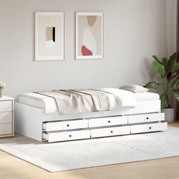 vidaXL Tagesbett mit Schubladen ohne Matratze Wei&szlig; 100x200 cm