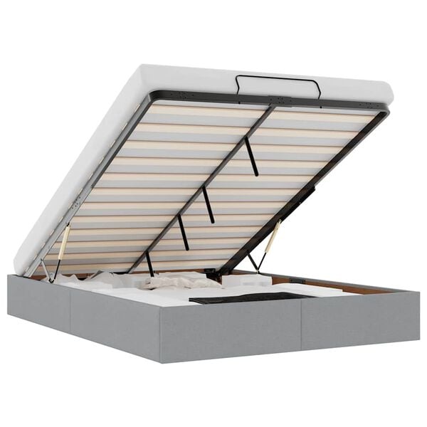 vidaXL Ottoman-Bett ohne Matratze Hellgrau 140x200 cm Stoff