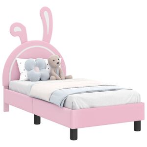 vidaXL Kinderbettgestell mit Kopfteil Rosa 70 x 140 cm PU