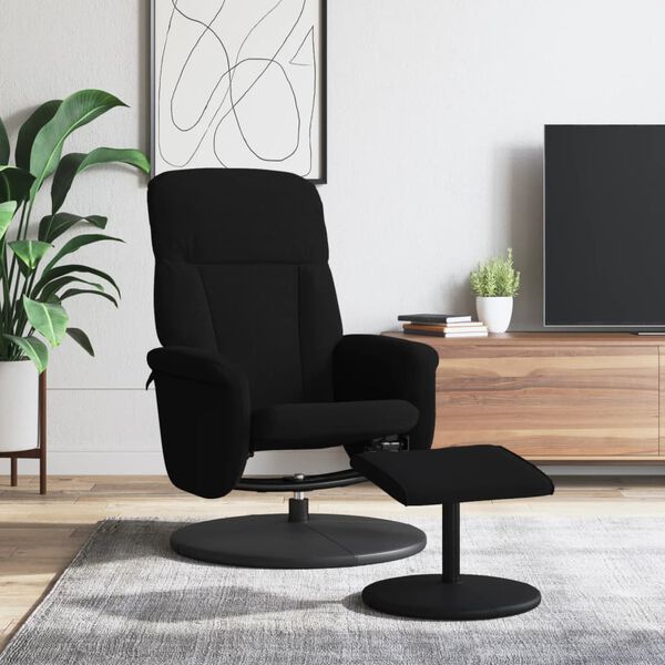 vidaXL Relaxsessel mit Fu&szlig;hocker Schwarz Samt