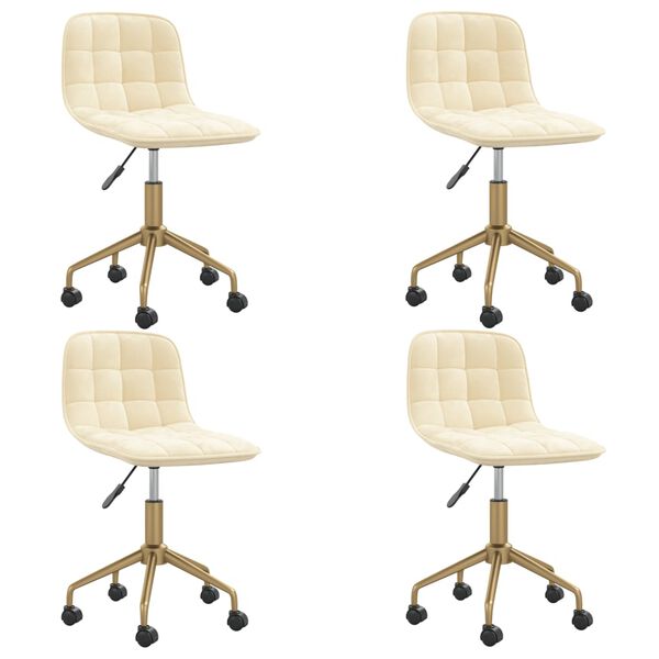 vidaXL Esszimmerst&uuml;hle 4 Stk. Drehbar Creme Samt