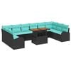 vidaXL Garten-Sofa-Set mit Speicher 11 pcs Schwarz Poly Rattan