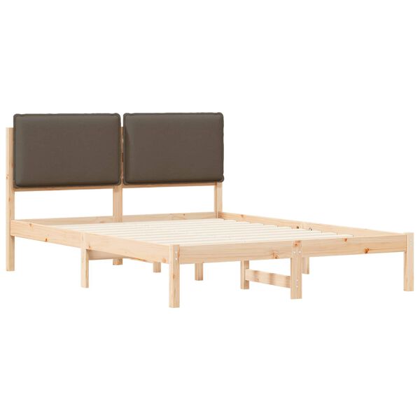 vidaXL Bettgestell mit gepolstertem Kopfteil Taupe 120 x 190 cm