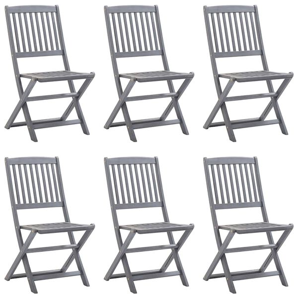 vidaXL Klappbare Gartenst&uuml;hle 6 Stk. mit Sitzkissen Massivholz Akazie