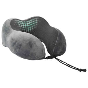 vidaXL Reisekopfkissen f&uuml;r den Nacken Grau Viscoschaum 27 x 26 x 14 cm