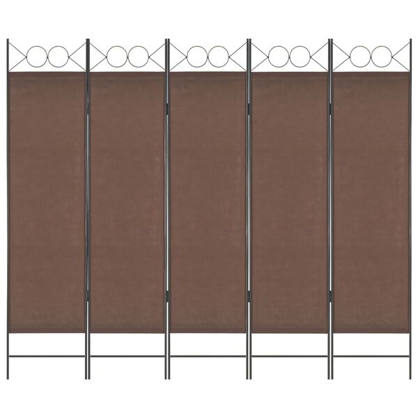 vidaXL 5-tlg. Raumteiler Braun 200 x 180 cm