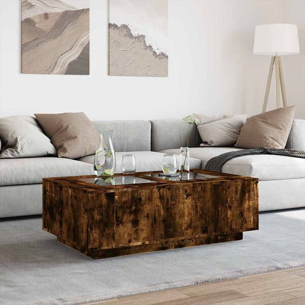 vidaXL Couchtisch mit Infinity-LED R&auml;uchereiche 116x69x40 cm