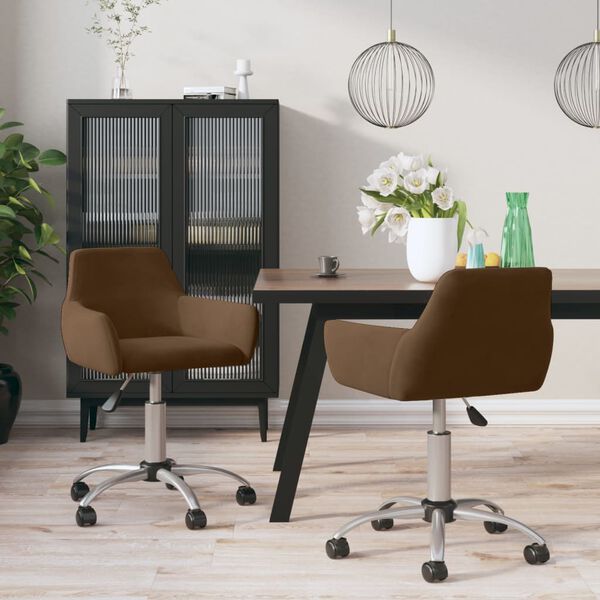 vidaXL Esszimmerst&uuml;hle 2 Stk. Drehbar Braun Samt