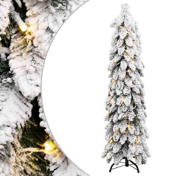 vidaXL K&uuml;nstlicher Weihnachtsbaum Beleuchtung & Schnee 60 LEDs 120 cm