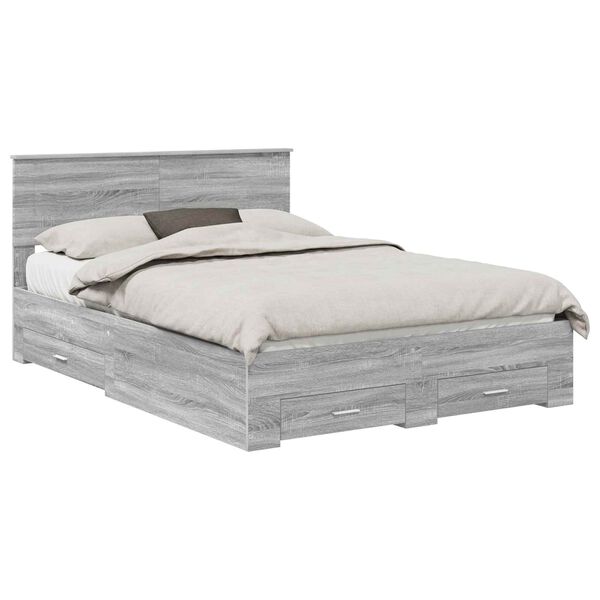 vidaXL Bettrahmen Graues Sonoma 150 x 200 cm Holzwerkstoff