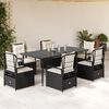 vidaXL 7-tlg. Garten-Essgruppe mit Kissen Schwarz Poly Rattan