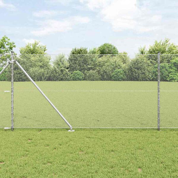 vidaXL Zaunpfosten Silber 10 x 1,2 m (13 mm Maschen) Stahl