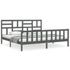 vidaXL Massivholzbett mit Kopfteil Grau 200x200 cm