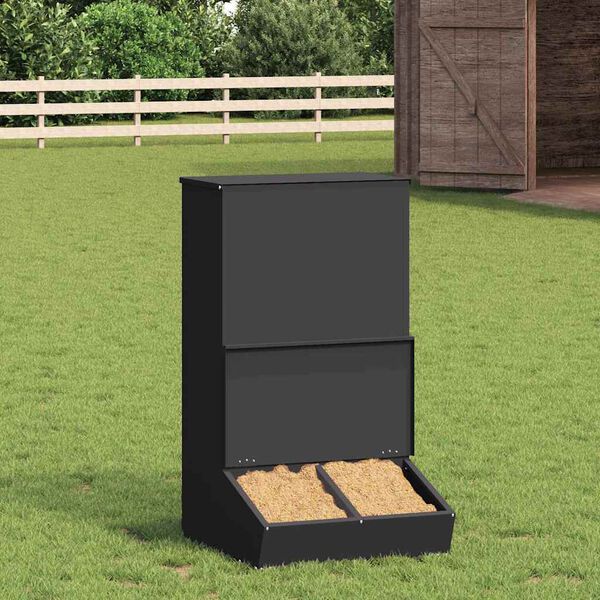 vidaXL Schweinfutterspender Schwarz 55 x 51 x 91,5 cm